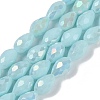 Opaque Solid Color Electroplate Glass Beads Strands EGLA-N013-P4mm-B11-1