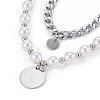 304 Stainless Steel Pendant Tiered Necklaces NJEW-O106-03P-3