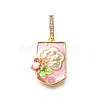 Brass Micro Pave Cubic Zirconia & Enamel Pendants KK-R222-16G-03-1