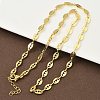 Oval with Hollow Heart Brass Link Chain Necklaces for Women NJEW-K271-06G-1