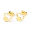 Double Heart Stud Earrings with 316 Stainless Steel Pins and Crystal Rhinestone Pendant SJEW-F218-03G-2