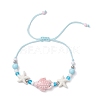 Synthetic Turquoise Bead Braided Bead Bracelets BJEW-JB11720-2