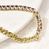 Brass Micro Pave Cubic Zirconia Square Link Chain Bracelets BJEW-L460-005G-4