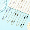 5MM Round Natural Mixed Stone Beads Brass Cable Chain Necklaces for Women NJEW-JN06378-1