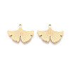 Textured 304 Stainless Steel Leaf Shape Pendants STAS-T073-01G-1