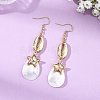 Teardrop Natural Trochid Shell/Trochus Shell Dangle Earrings EJEW-JE07165-1