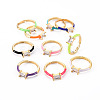 Adjustable Brass Micro Pave Clear Cubic Zirconia Finger Rings RJEW-S045-078-NR-1