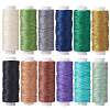 12Rolls 12 Colors Waxed Polyester Cord YC-SZ0001-03B-1