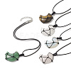 Mixed Gemstone Moon Pendant Necklaces for Women NJEW-JN04270-1