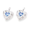 925 Sterling Silver Pave Cornflower Blue Cubic Zirconia Heart Pendants STER-N016-119S-3