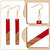 8 Pairs 8 Color Resin & Walnut Wood Dangle Earrings wih Iron Pins EJEW-AB00030-3