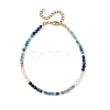 Gradient Faceted Round Natural Mixed Stone & Potato Natural Pearl Beaded Anklets AJEW-AN00873-03-3