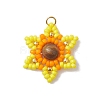 Natural Tiger Eye Glass Seed Beaded Pendants PALLOY-MZ00280-1