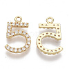 Brass Micro Pave Clear Cubic Zirconia Charms KK-S355-018-NF-1