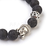 Natural Lava Rock Beads Stretch Bracelets BJEW-JB03849-01-2