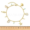 Ocean Natural Cowrie Shell & 304 Stainless Steel Starfish & Dyed Round Natural Howlite Charm Anklets for Women AJEW-AN00819-4