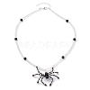 Halloween Spider Pendant Necklaces NJEW-TA00147-02-4