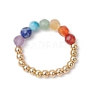 Natural Amethyst & Natural Lapis Lazuli & Natural Apatite & Natural Green Aventurine & Natural Citrine & Brass Beads Chakra Rings RJEW-TA00185-01-4