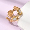 Sun 304 Stainless Steel Open Cuff Rings for Women RJEW-A091-20G-2