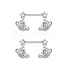 304 Stainless Steel Cubic Zirconia Moon Bear Dangle Nipple Barbells WG20A72-08-1