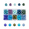 Ocean Mix Baking Painted Crackle Glass & Glass Pearl Bead Sets HY-X0009-10mm-08-1