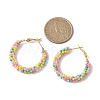 Colorful Glass Seed Beads Hoop Earrings EJEW-MZ00151-3