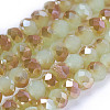 Imitation Jade Half Plated Faceted Rondelle Electroplate Glass Bead Strands X-EGLA-D020-3x2mm-58-1