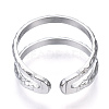 Non-Tarnish 304 Stainless Steel Double Line Open Cuff Ring RJEW-N040-20-3