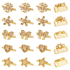 20Pcs 5 Style Rack Plating Brass Pave Clear Cubic Zirconia Flower Slide Charms KK-BC0012-86-1