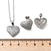 Heart Brass Micro Pave Cubic Zirconia Stud Earrings & Pendant Necklaces Sets SJEW-Z002-05P-5