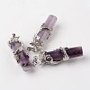 Tube Natural Amethyst Pendants G-L455-H18-1