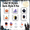 80Pcs 8 Styles Halloween Theme Opaque Resin Pendants RESI-UN0001-10-3