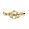Rack Plating Brass Micro Pave Clear & Green Cubic Zirconia Fold Over Clasps KK-E034-54G-1