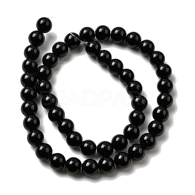Natural Black Obsidian Beads Strands G-L632-A01-8mm-1