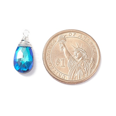 Faceted Glass Pendants PALLOY-JF01370-01-1
