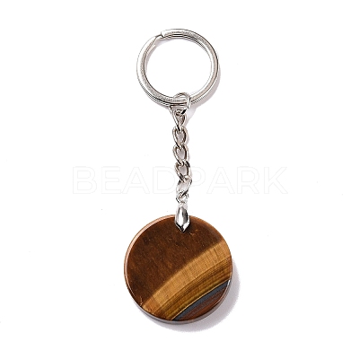 Natural Tiger Eye Triskele/Triskelion Pendant Keychain KEYC-A031-01P-03-1