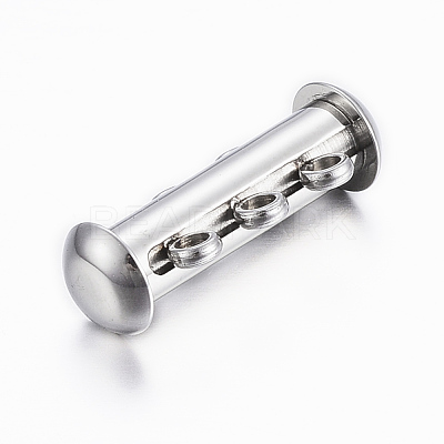 Tarnish Resistant 3-Strands 304 Stainless Steel Slide Lock Clasps STAS-H402-35P-1