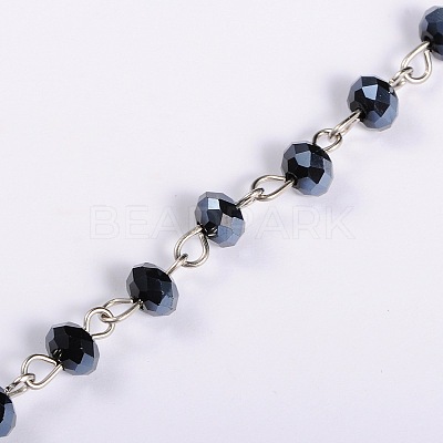 Handmade Rondelle Glass Beads Chains for Necklaces Bracelets Making AJEW-JB00038-03-1