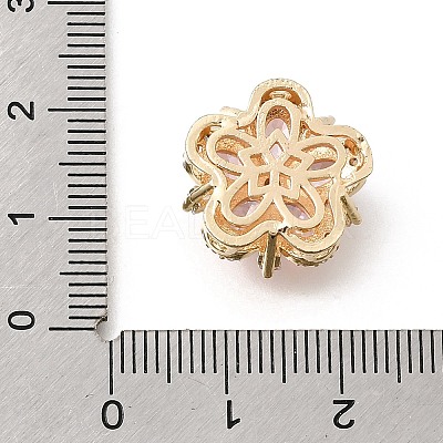 Flower Brass Micro Pave Clear Cubic Zirconia Beads KK-Z156-14G-01-1