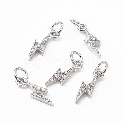 Brass Micro Pave Cubic Zirconia Charms KK-E068-VB223-1