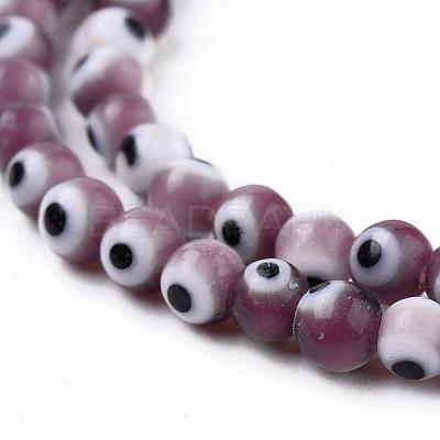 Handmade Evil Eye Lampwork Round Bead Strands LAMP-L055-4mm-04-1