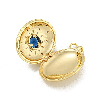 Brass Cubic Zirconia Locket Pendants KK-N254-93A-G-1