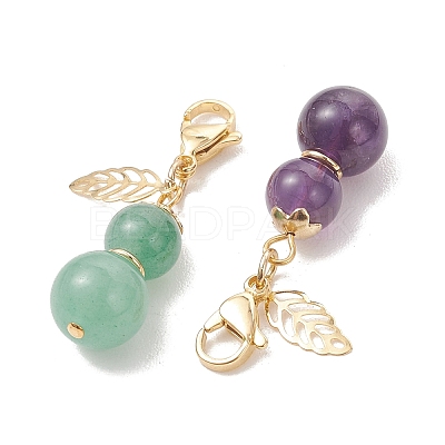 Gourd Natural Carnelian & Rose Quartz & Green Aventurine & Tiger Eye & Amethyst Pendant Decorations HJEW-TA00456-1