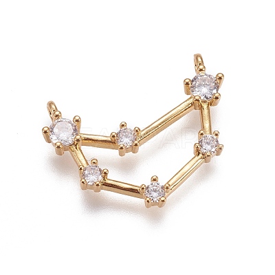 Brass Micro Pave Cubic Zirconia Pendants ZIRC-F099-20G-03-1
