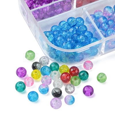 840Pcs 12 Colors Spray Painted Crackle Glass Beads CCG-FS0001-01-1