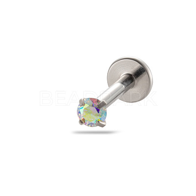 G23 Titanium Alloy Cubic Zirconia 17 Gauge Flat Round Threadless Labrets WG94BD7-22-1