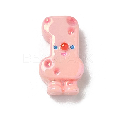 Electroplate Number Theme Resin Beads RESI-Q015-01B-1