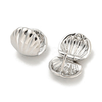 Shell Shape Brass Hoop Earrings EJEW-L211-011H-P-1