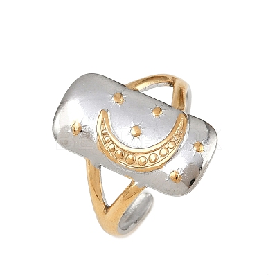 304 Stainless Steel Double Color Cuff Rings RJEW-S635-01GP-04-1