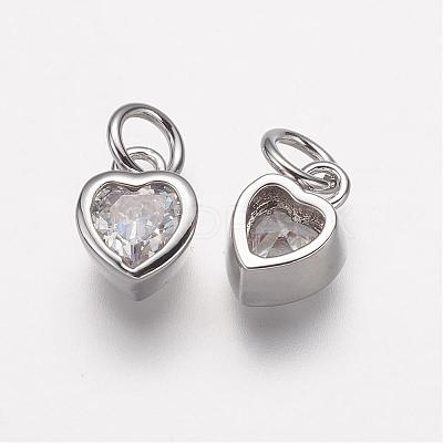Brass Micro Pave Grade AAA Cubic Zirconia Charms ZIRC-K059-10P-NR-1